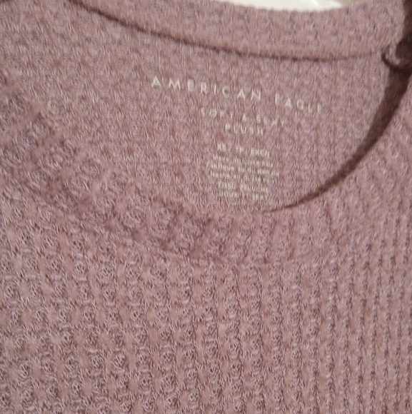 AEO soft and sexy plush scoop neck raglan waffle top women's size xsmall - Picture 3 of 8